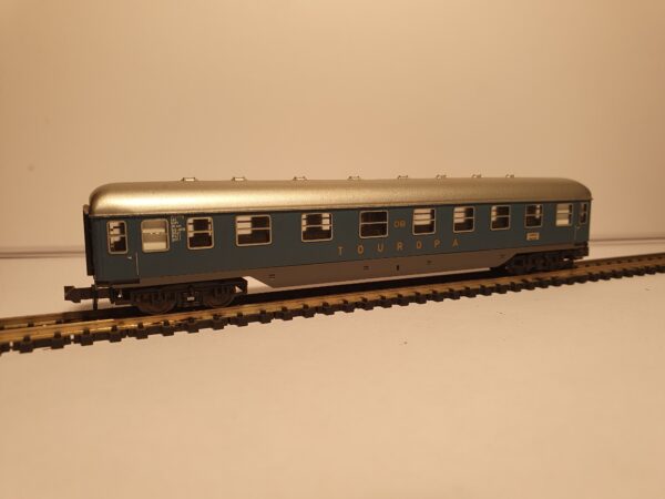 Minitrix 3013 N 4-asser Slaapwagen "TOUROPA" DB blauw